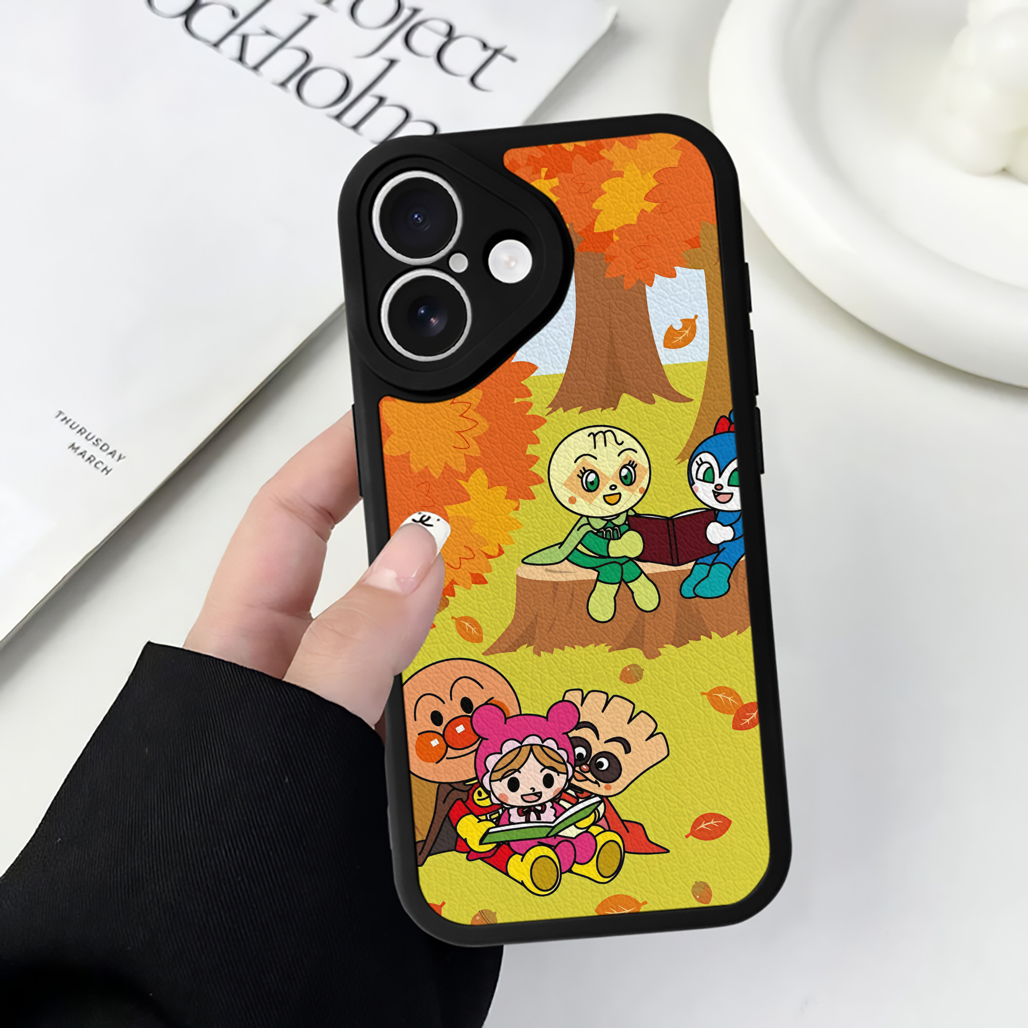 （画像用） アンパンマン Anpanman 【iPhone 16シリーズ対応】シリコンスマホケース（レザー調） 材質：シリコン